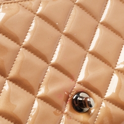 Pre Owned Chanel Beige Quilted Patent Leather Classic Flap Shoulder Bag