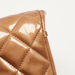 Pre Owned Chanel Beige Quilted Patent Leather Classic Flap Shoulder Bag