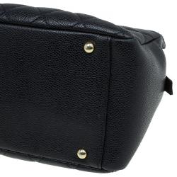 مملوكة مسبقًا حقيبة يد شانيل شوبر تايمليس صغيرة جلد كافيار مبطنة سوداء