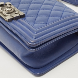 Chanel Blue Quilted Leather Small Boy Flap Bag