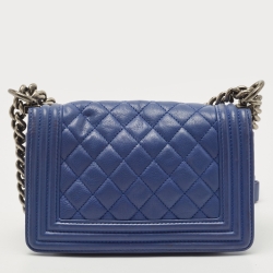 Chanel Blue Quilted Leather Small Boy Flap Bag