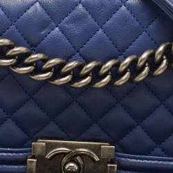 Chanel Blue Quilted Leather Small Boy Flap Bag