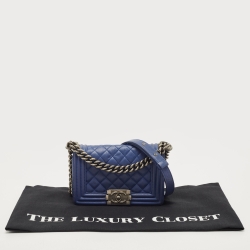 Chanel Blue Quilted Leather Small Boy Flap Bag