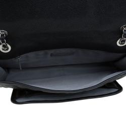 Pre Owned Chanel Black Caviar Leather Jumbo French Riviera Classic Flap Bag