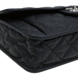 Pre Owned Chanel Black Caviar Leather Jumbo French Riviera Classic Flap Bag