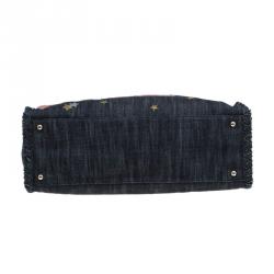 مملوكة مسبقًا حقيبة يد شانيل شوبر مرصعة ايربلين دنيم سوداء