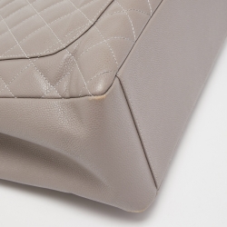 Pre Owned Chanel Grey Quilted Caviar Leather GST Shopper Tote