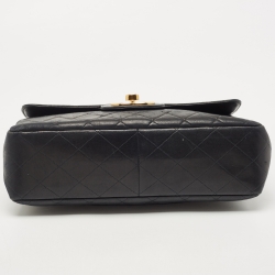Pre Owned Chanel Black Quilted Lambskin Leather Jumbo Classic Single Flap Bag