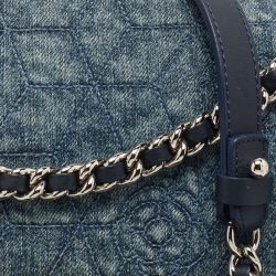 Chanel Blue Denim Camellia Embroidered Denim CC Flap Bag