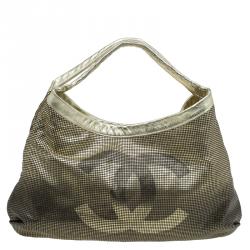 Pre Owned Chanel Gold/Black Leather Hollywood CC Hobo