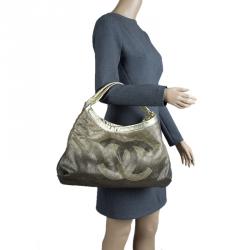 Pre Owned Chanel Gold/Black Leather Hollywood CC Hobo