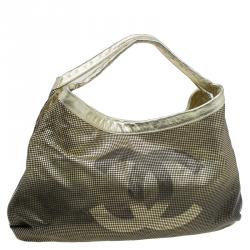 Pre Owned Chanel Gold/Black Leather Hollywood CC Hobo