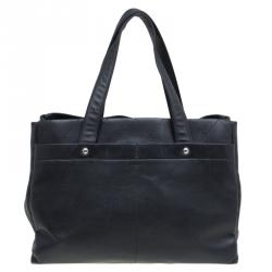 Pre Owned حقيبة يد شانيل CC كبيرة جلد كافيار سوداء