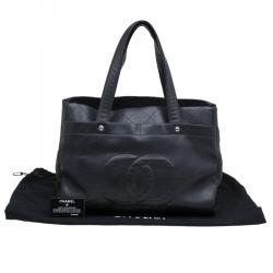 Pre Owned حقيبة يد شانيل CC كبيرة جلد كافيار سوداء