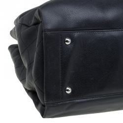 Pre Owned حقيبة يد شانيل CC كبيرة جلد كافيار سوداء