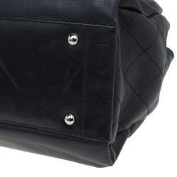 Pre Owned حقيبة يد شانيل CC كبيرة جلد كافيار سوداء