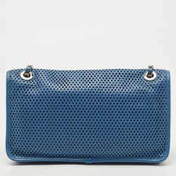Pre Owned Chanel Blue Perforated Leather Up in the Air Flap Bag