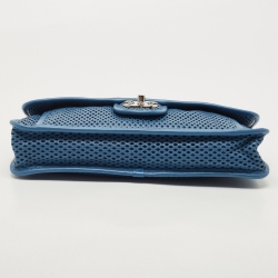 Pre Owned Chanel Blue Perforated Leather Up in the Air Flap Bag