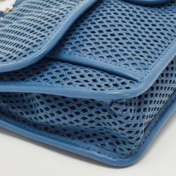 Pre Owned Chanel Blue Perforated Leather Up in the Air Flap Bag
