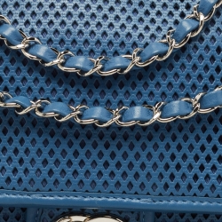 Pre Owned Chanel Blue Perforated Leather Up in the Air Flap Bag