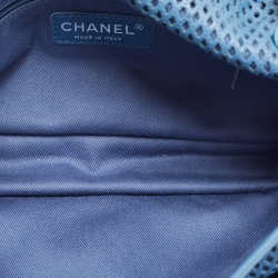 Pre Owned Chanel Blue Perforated Leather Up in the Air Flap Bag