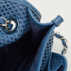 Pre Owned Chanel Blue Perforated Leather Up in the Air Flap Bag