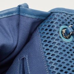 Pre Owned Chanel Blue Perforated Leather Up in the Air Flap Bag
