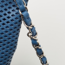 Pre Owned Chanel Blue Perforated Leather Up in the Air Flap Bag