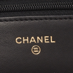 Chanel Black Quilted Leather Classic Wallet on Chain