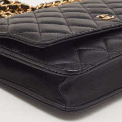 Chanel Black Quilted Leather Classic Wallet on Chain