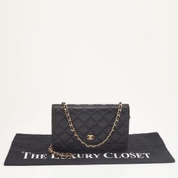 Chanel Black Quilted Leather Classic Wallet on Chain