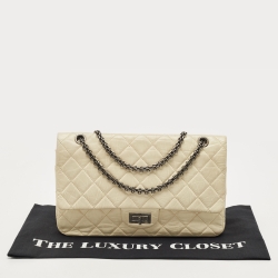 Chanel Ivory Aged Quilted Leather Reissue 2.55 Classic 227 Flap Bag