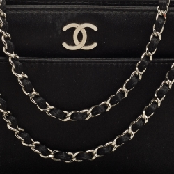 Pre Owned Chanel Black Satin CC Shoulder Bag
