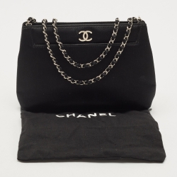 Pre Owned Chanel Black Satin CC Shoulder Bag