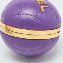 Pre Owned Chanel Purple Quilted Leather Paris-Le19M Coco Sphere Minaudiere Bag