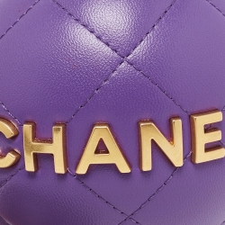 Pre Owned Chanel Purple Quilted Leather Paris-Le19M Coco Sphere Minaudiere Bag