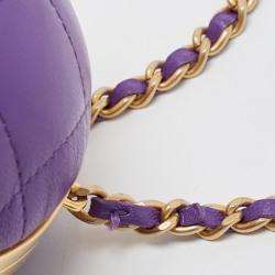Pre Owned Chanel Purple Quilted Leather Paris-Le19M Coco Sphere Minaudiere Bag