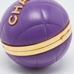 Pre Owned Chanel Purple Quilted Leather Paris-Le19M Coco Sphere Minaudiere Bag