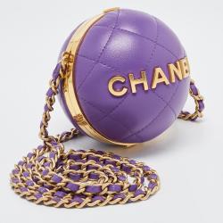 Pre Owned Chanel Purple Quilted Leather Paris-Le19M Coco Sphere Minaudiere Bag