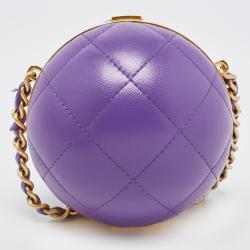 Pre Owned Chanel Purple Quilted Leather Paris-Le19M Coco Sphere Minaudiere Bag