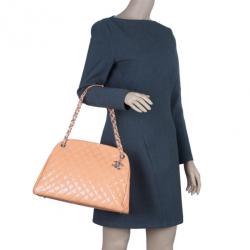 Pre Owned Chanel Cantaloupe Patent Leather Large Mademoiselle Bag