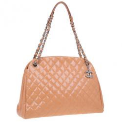 Pre Owned Chanel Cantaloupe Patent Leather Large Mademoiselle Bag