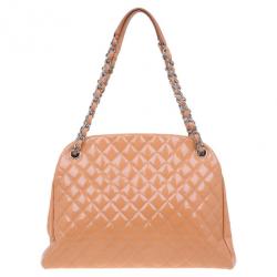 Pre Owned Chanel Cantaloupe Patent Leather Large Mademoiselle Bag