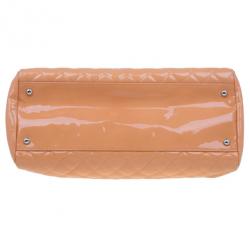 Pre Owned Chanel Cantaloupe Patent Leather Large Mademoiselle Bag