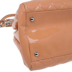 Pre Owned Chanel Cantaloupe Patent Leather Large Mademoiselle Bag