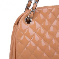 Pre Owned Chanel Cantaloupe Patent Leather Large Mademoiselle Bag