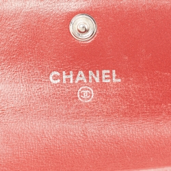 Chanel Red Camellia Embossed Leather CC Flap Card Case 