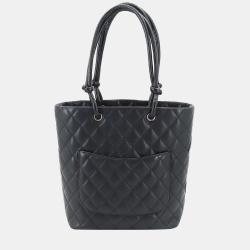 Pre Owned Chanel Black Leather Small Cambon Ligne Tote Bag