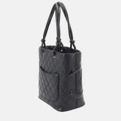 Pre Owned Chanel Black Leather Small Cambon Ligne Tote Bag