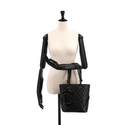 Pre Owned Chanel Black Leather Small Cambon Ligne Tote Bag